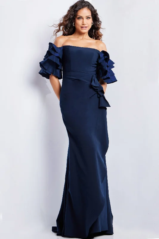 YEAR-End Clearance Jovani 37674 Long Mermaid Fit Evening Formal Ruffled Dress