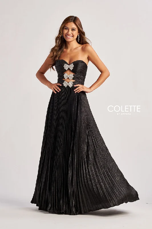 Final Clearance Colette by Daphne CL8520 Long Formal Pleated A Line Metallic Prom Dress Final Clearance Colette by Daphne CL8520 Long Formal Pleated A Line Metallic Prom Dress