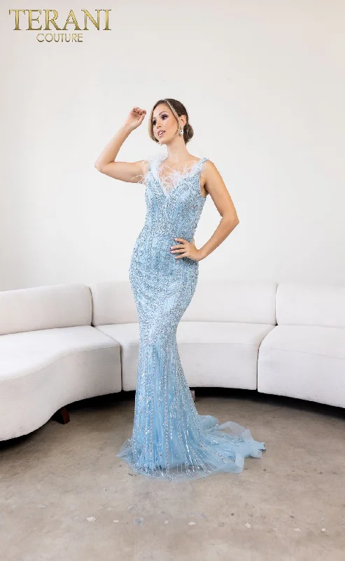 Steals and Deals Terani Couture 241GL2606 Beaded Formal Long Evening Gown