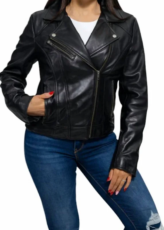 Exclusive Preview Genuine Leather Rock Star Jacket In Black