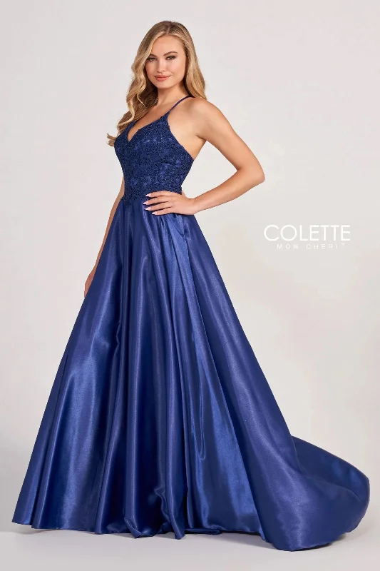 Exclusive Offers Colette CL2033 Beaded Prom Long Pockets Formal Dress