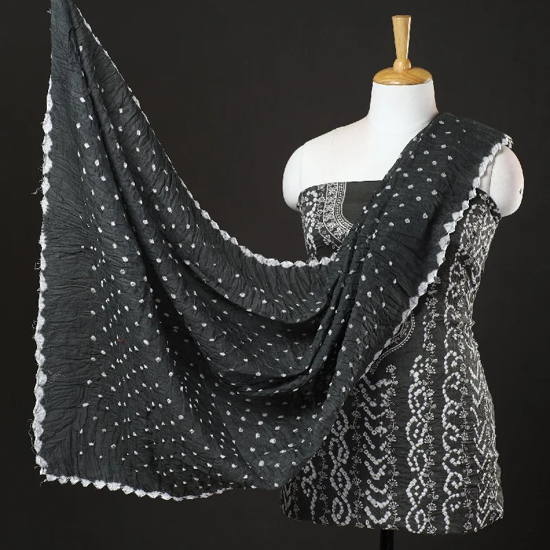 The Best Prices Black - 3pc Kutch Bandhani Tie-Dye Sequin Work Satin Cotton Suit Material Set 20 The Best Prices Black - 3pc Kutch Bandhani Tie-Dye Sequin Work Satin Cotton Suit Material Set 20