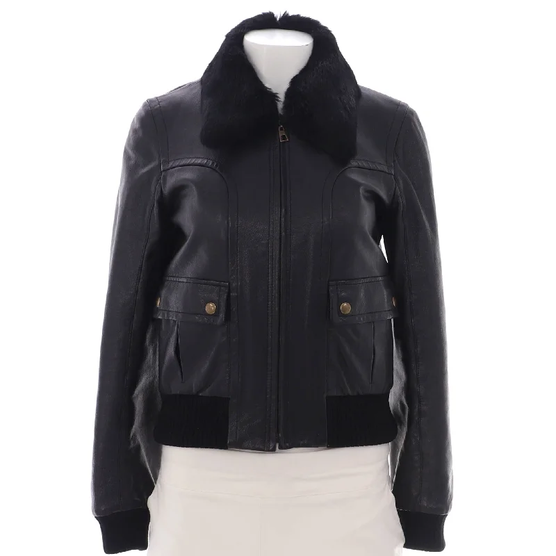 Special Price Women's Two Pocket Zip Jacket Leather with Fur