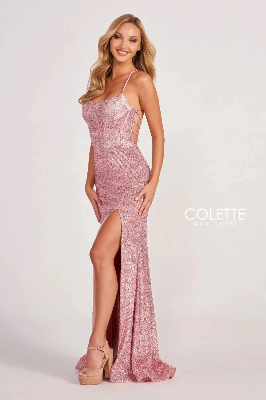 Last Chance Colette CL2073 Sequin Formal Prom Applique Long Dress