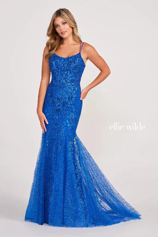 Early Access Ellie Wilde EW34045 Beaded Mermaid Evening Long Prom Gown