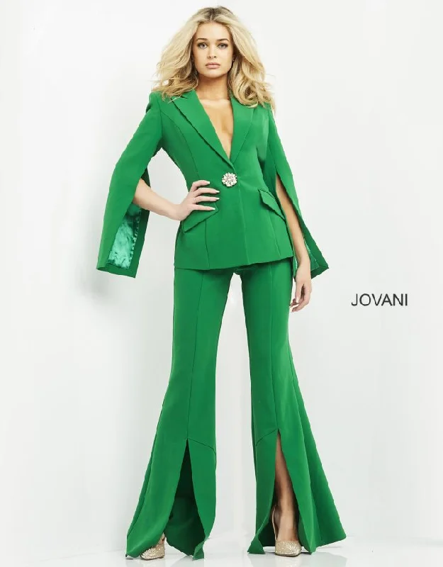 Unmissable Offer Jovani 06922 Long High Slit Single Breasted Formal Pant Suit