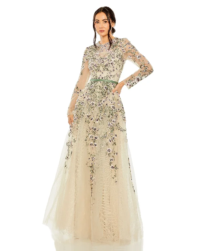 Savings Bonanza Mac Duggal 20580 Long Sleeve Formal A Line Evening Gown