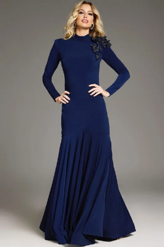 Fantastic Offers Jovani 40926 Long Sleeve Fitted Floral Applique Formal Evening Dress