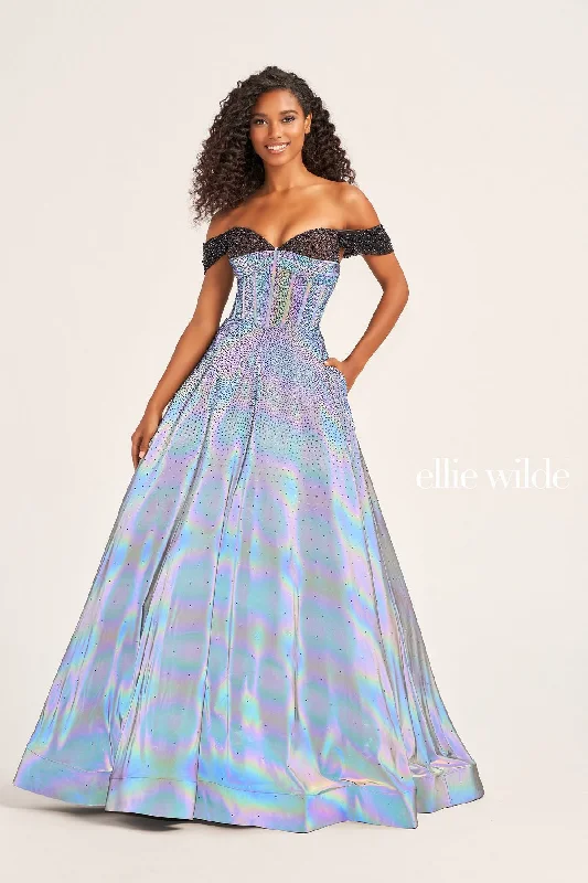 Closeout Ellie Wilde EW35703 Long Beaded Prom Dress Ball Gown
