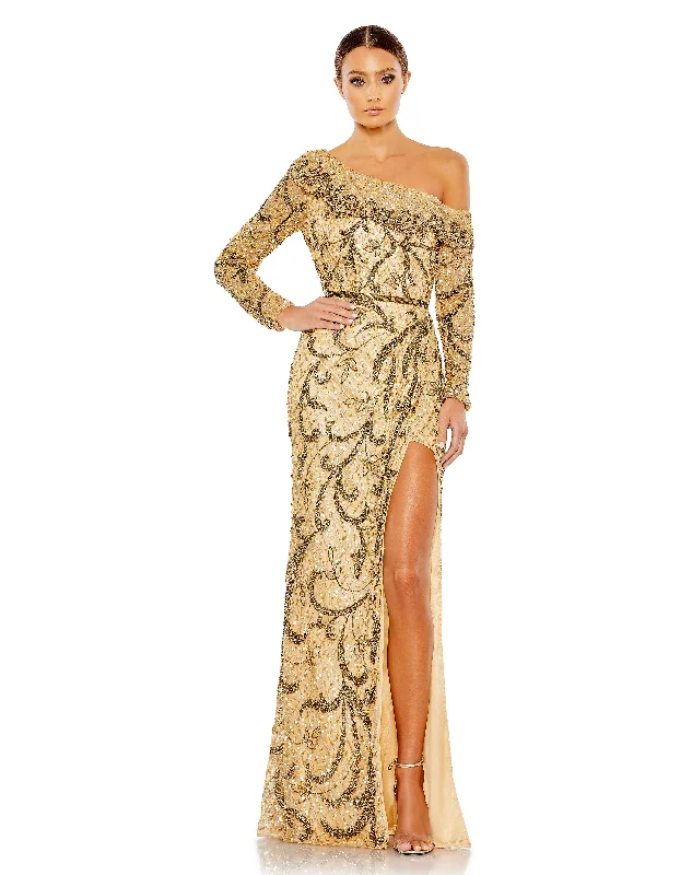 Flash Deals Mac Duggal 5639 Long Beaded Floral Evening Prom Gown