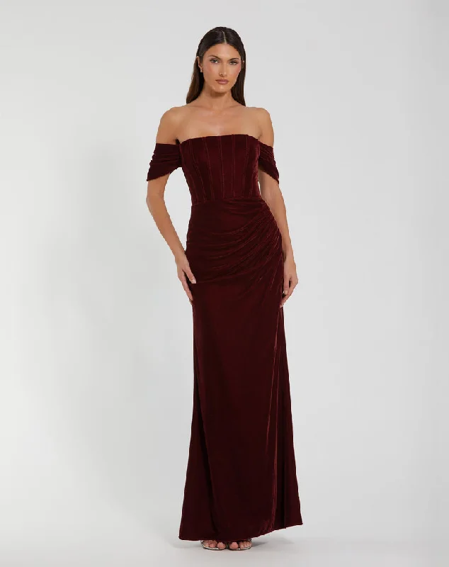 Bonus Savings Mac Duggal 11752 Long Formal Fitted Velvet Prom Dress