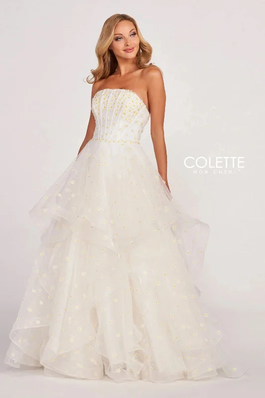 Huge Discounts Colette CL2055 Glitter Prom Long Flounce Formal Ball Gown