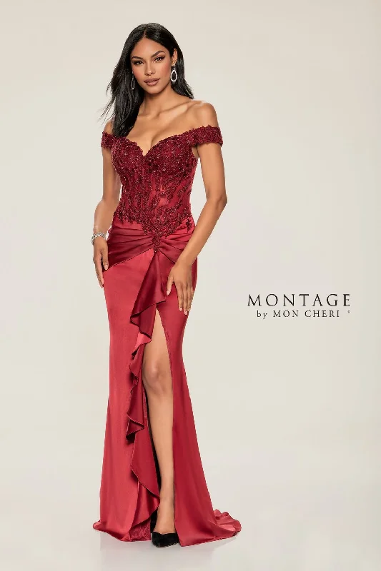Super Bargain Montage M852 Beaded Long Lace Formal Dress