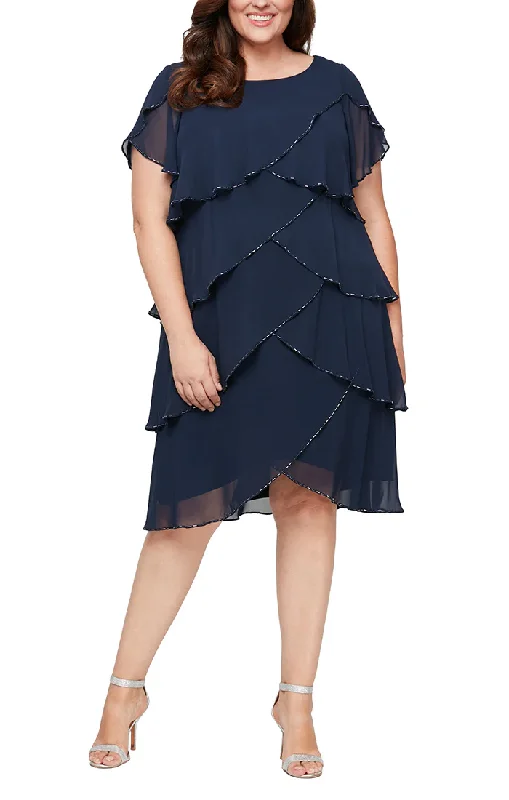 Fantastic Offers SL Fashions 9470656 Plus Size Tiered Chiffon Cocktail Dress