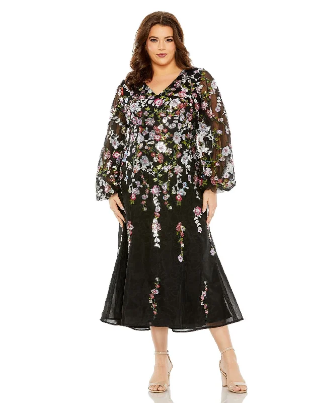 Weekend Special Mac Duggal 20474 Long Sleeve Plus Size A Line Dress