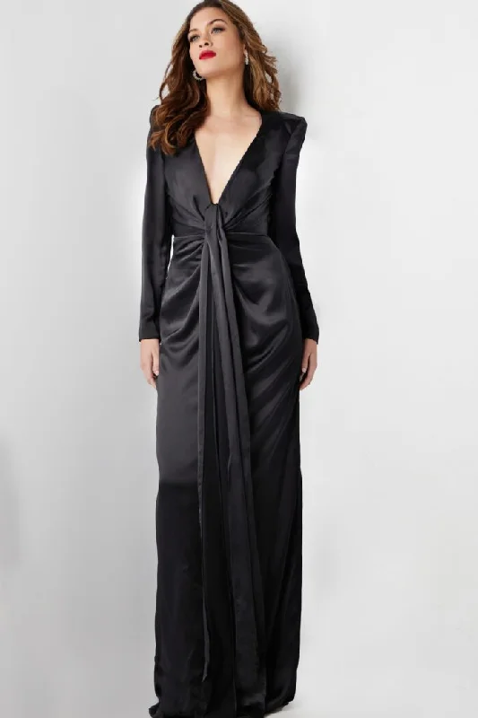 Price Smash Jovani 23180 Long Ruched High Slit Formal Dress