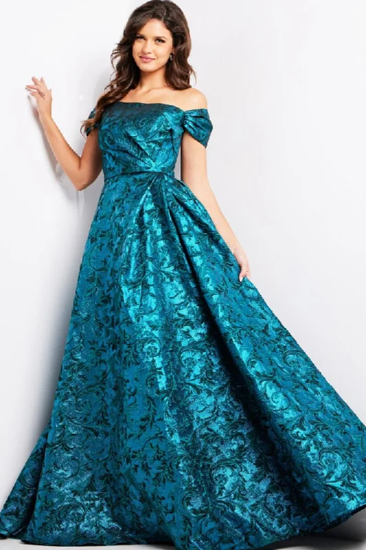Fantastic Offers Jovani 25665 Long Evening Metallic A Line Print Formal Dress