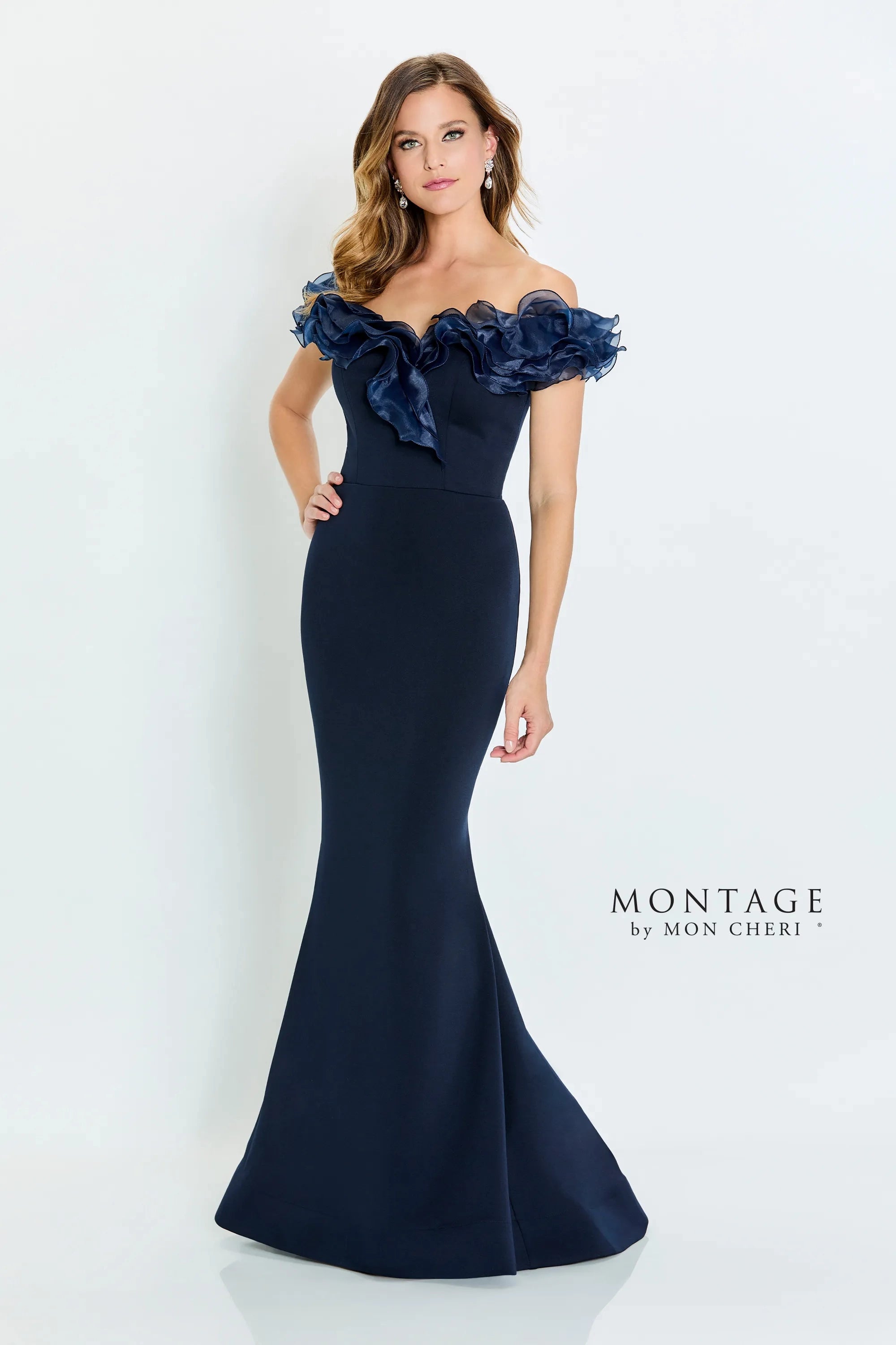Today Only Montage M538 Fitted Formal Long Ruffle Evening Dress