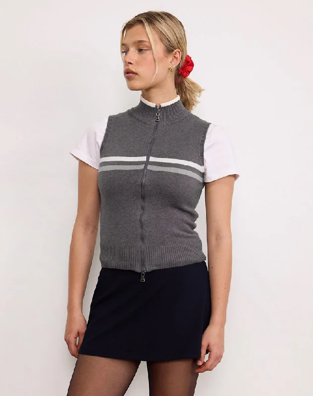Exclusive Offers Tabeya Sleeveless Knit Jacket in Grey