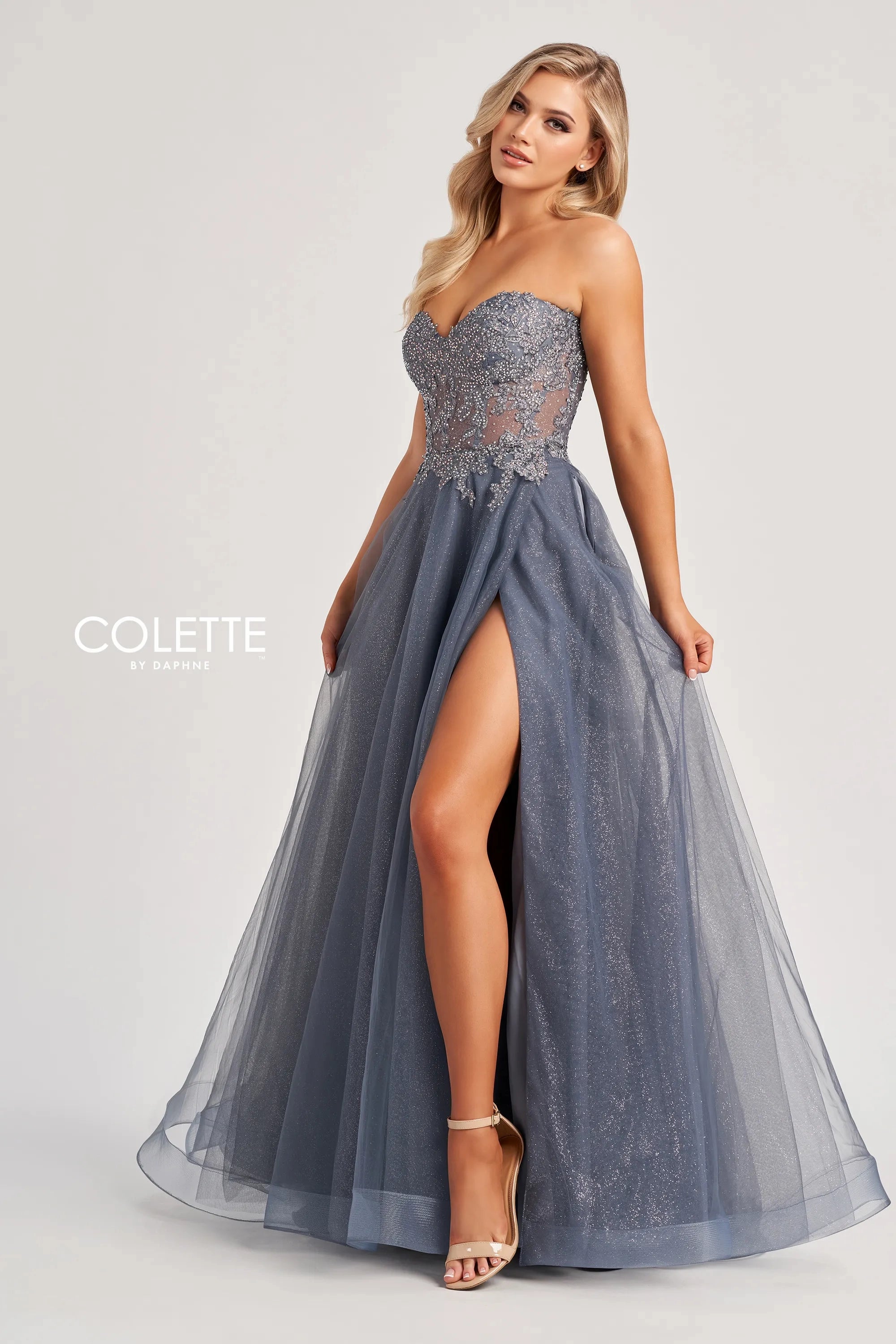 Special Promotion Colette by Daphne CL8110 A Line Long Formal Slit Prom Dress