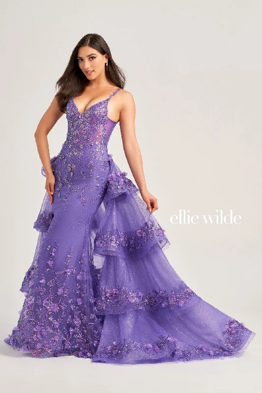 Huge Discounts Ellie Wilde EW35045 Long Formal Glitter Prom Dress