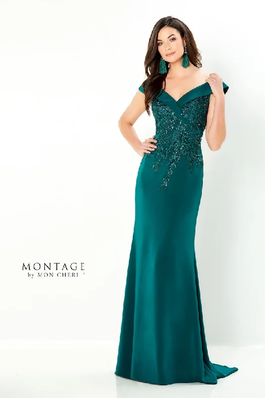 Value Deals Montage 220932 Long Beaded Lace Bodice Formal Dress