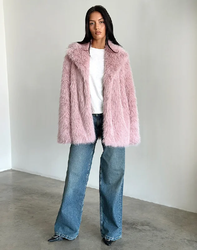 Weekend Deal Lupita Jacket in Faux Fur Dusty Pink