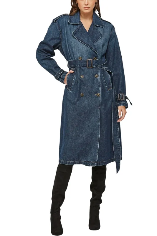 Savings Alert Classic Trench Coat In Denim