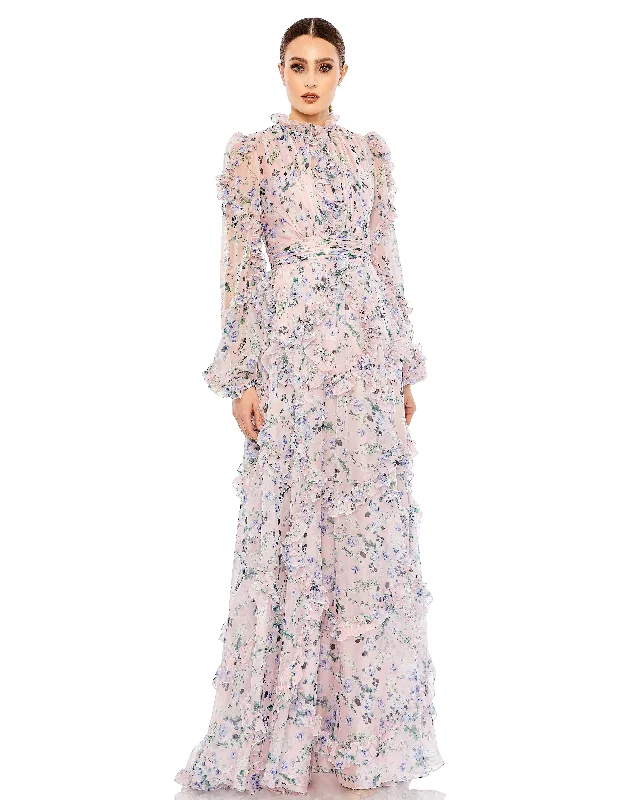Price Break Mac Duggal 68232 Formal A Line Floral Print Evening Long Gown