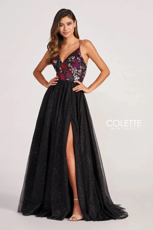 Must-Have Deals Colette CL2039 Floral Sequin Prom Glitter Formal Long Dress
