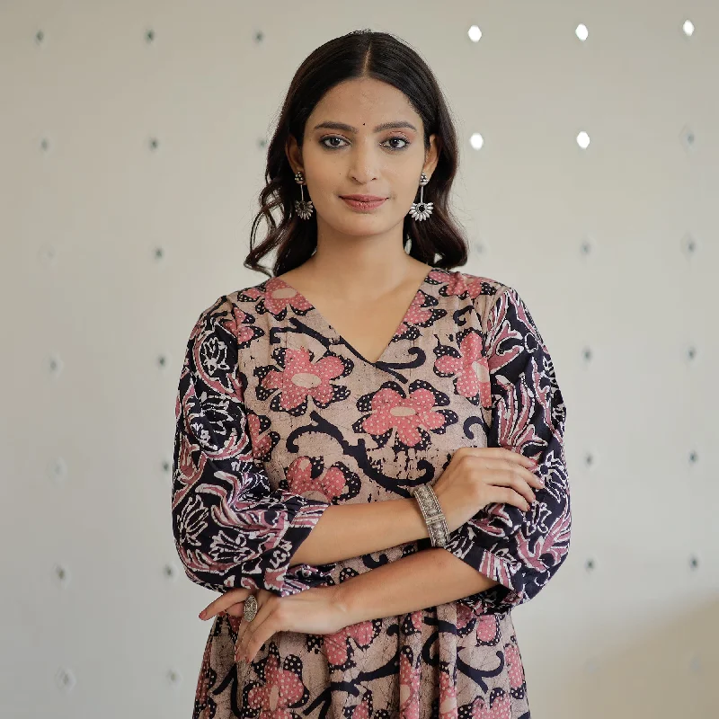 Daily Specials Brown - Hand Batik Printed Cotton Flared Dress 06