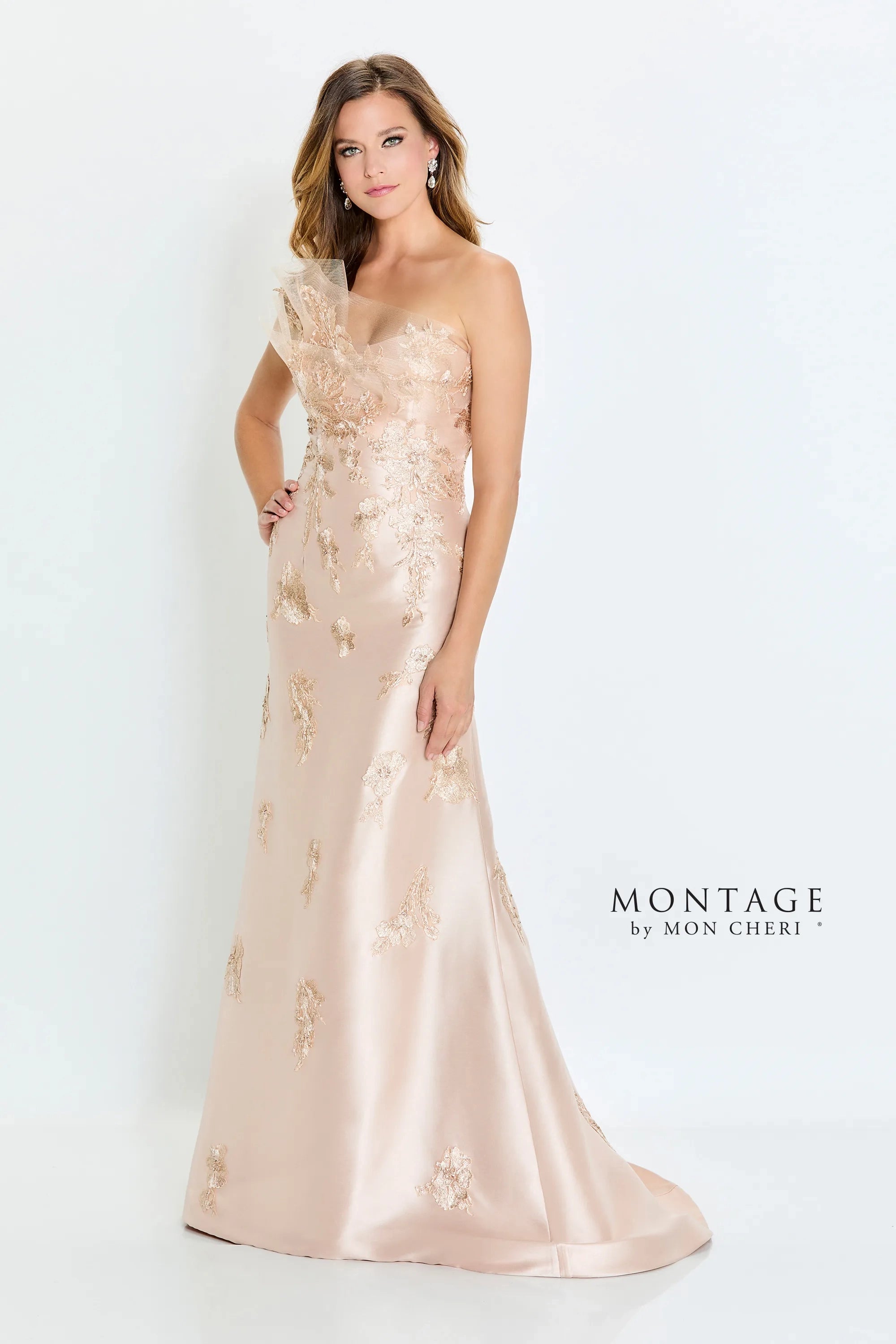 Don't Wait Montage M520 Long Formal Beaded Floral Evening Dress