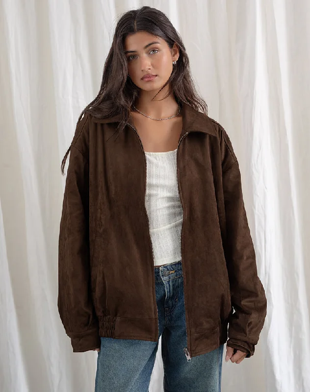 Super Sale Cavita Jacket in Faux Suede Brown