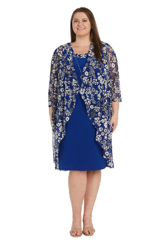 Shop and Save R&M Richards 1147W Short Plus Size  Print Jacket Dress