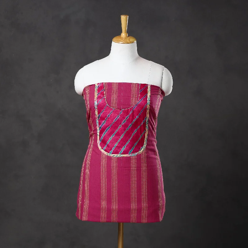 Exclusive Savings Pink - Patchwork Cotton Jacquard Kurta Material (3m) 05