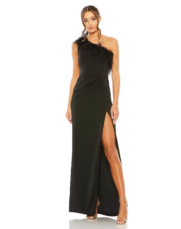 Closeout Mac Duggal 68456 Prom Feather Long Formal Dress
