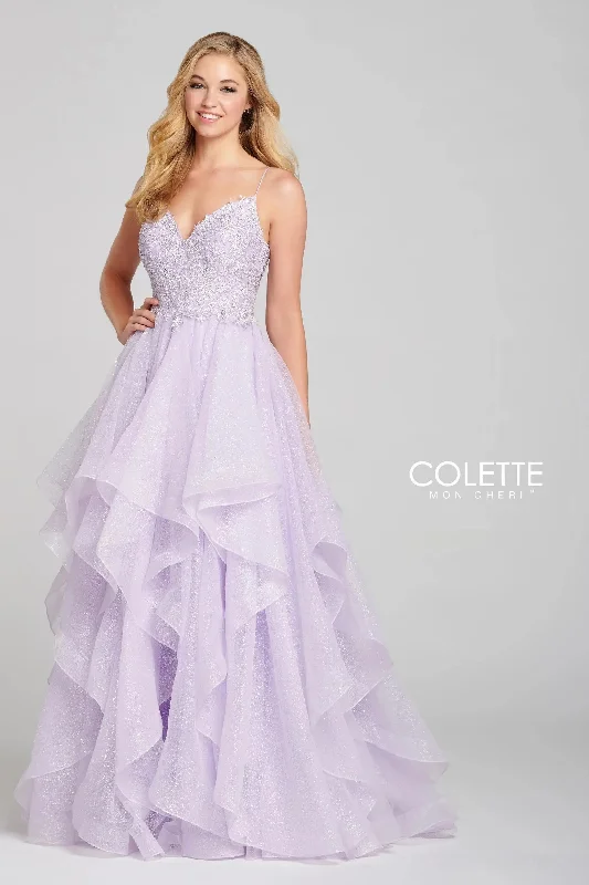 Deal Explosion Colette CL12129 Glitter Formal Long Prom Applique Dress