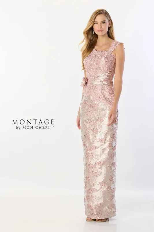 Reduced Prices Montage M2227 Ruched Long 3D Floral Formal Dress
