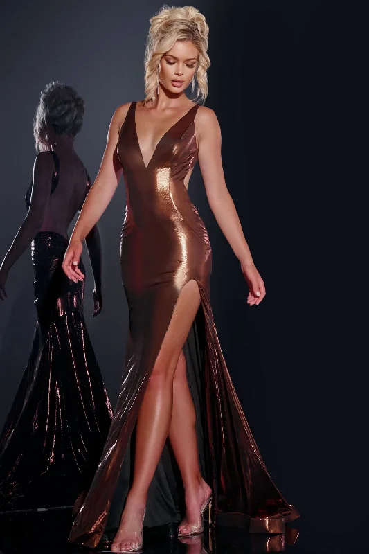 Act Fast Jovani 43572 Long V Neck Gown Formal Prom Dress