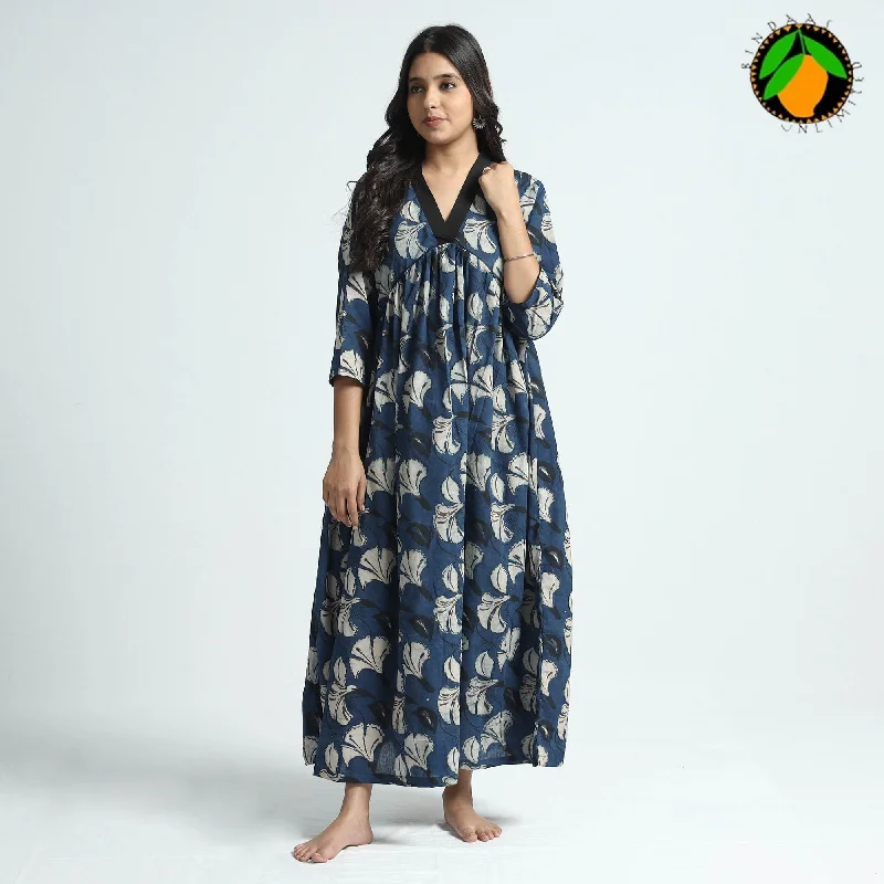 New Deals Blue - Bindaas Art Block Printed Cotton Dress
