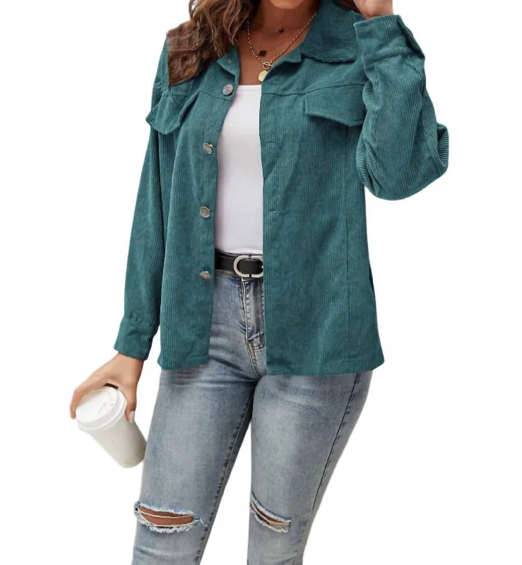 Best Deals Corduroy Shacket In Green