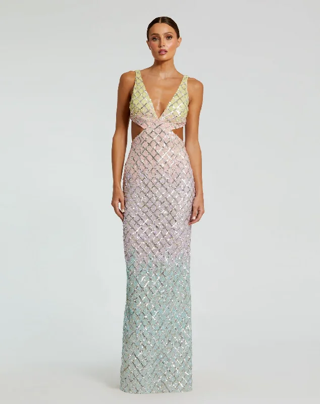 Massive Deals Mac Duggal 6049 Ombre Beaded Prom Formal Long Dress
