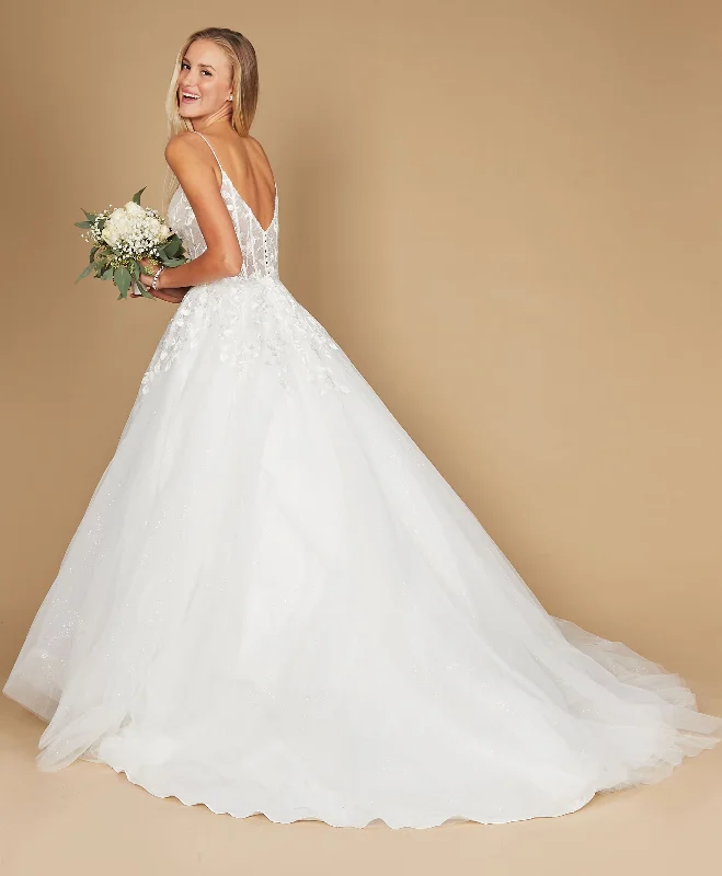 One-DAY Sale Simple Long Spaghetti Strap Wedding Dress