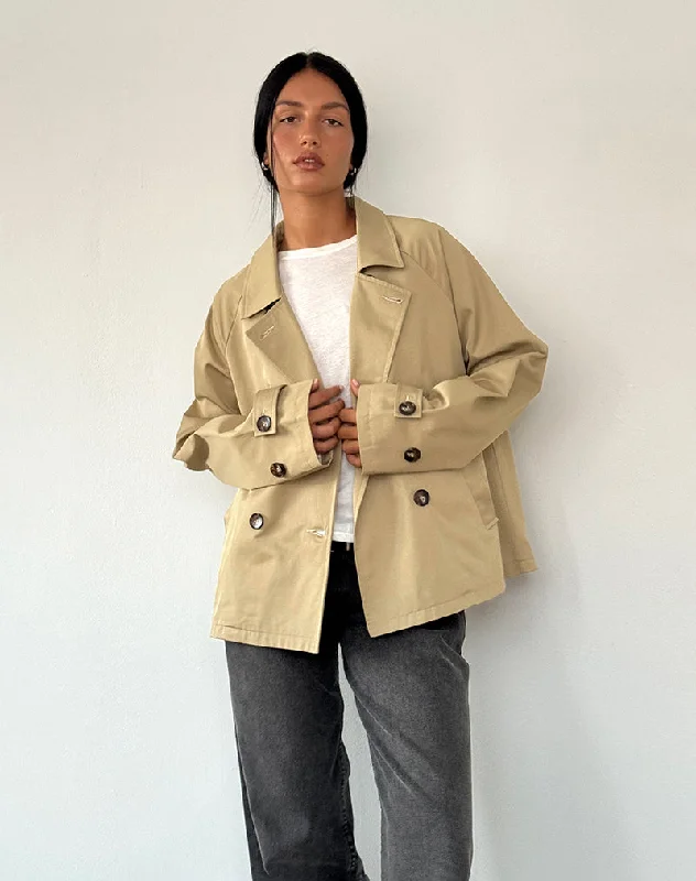 Midnight Sale Narto Boxy Trench Jacket in Tan