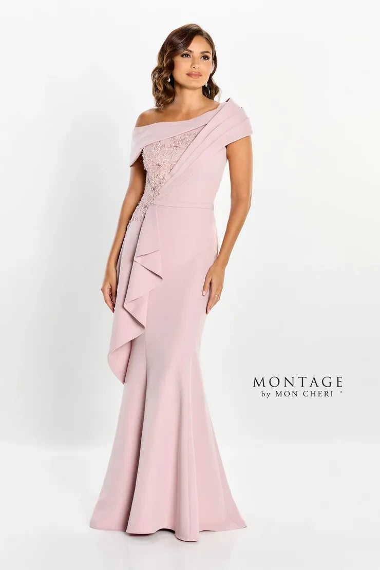 YEAR-End Sale Montage M2208 Long A Line Ruffle Chic Formal Dress