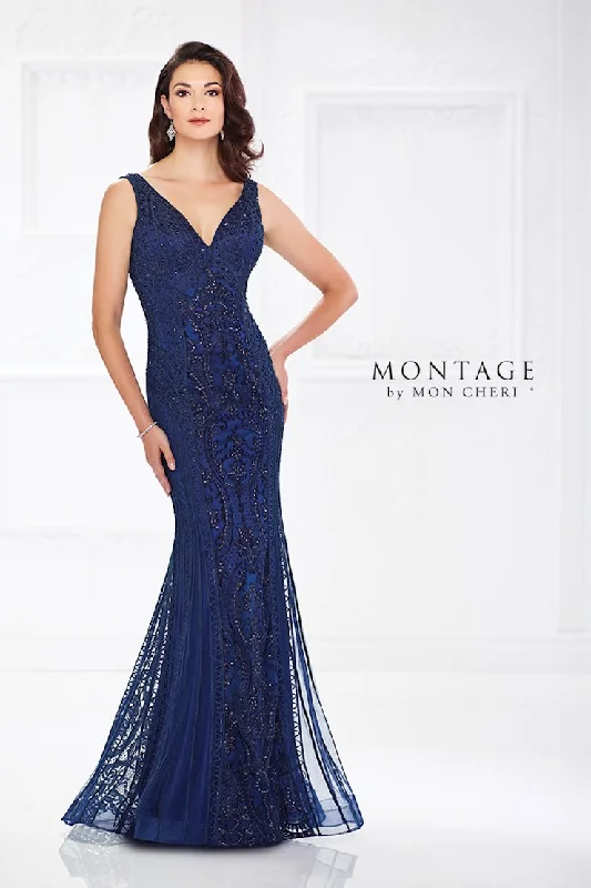 Closeout Montage 118975 Beaded Long Fit Formal Dress