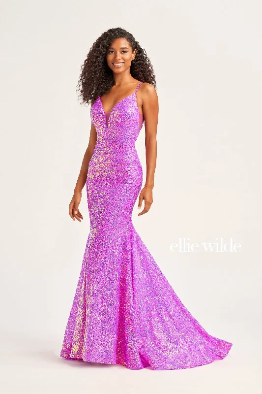 Major Savings Ellie Wilde EW34016 Long Mermaid Sequin Formal Prom Gown