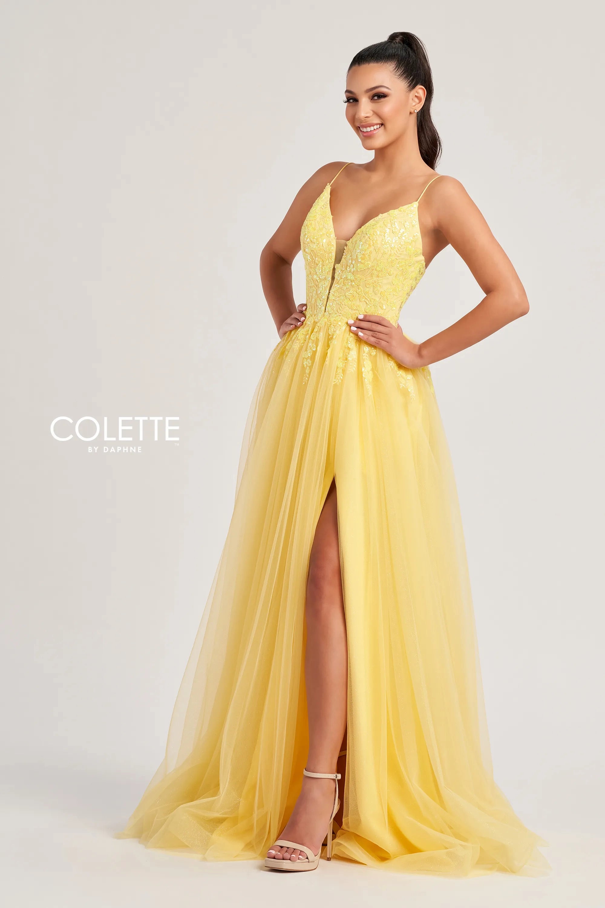 Mega Deal Colette by Daphne CL8030 Long Lace Glitter A Line Formal Prom Dress