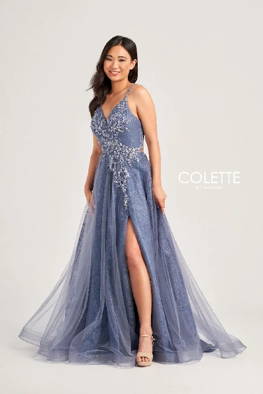 Massive Deals Colette CL5197 Long Glitter Formal Applique Prom Dress
