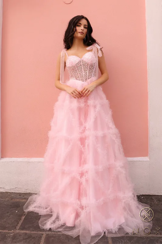 Act Now Nox Anabel T1340 Long Beaded Formal A Line Prom Gown